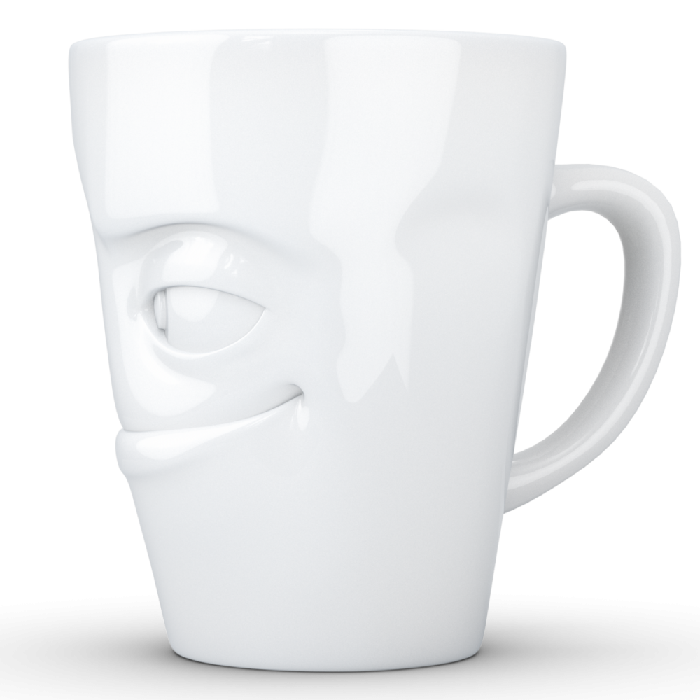 FiftyEight Henkelbecher Mug Verschmitzt weiss